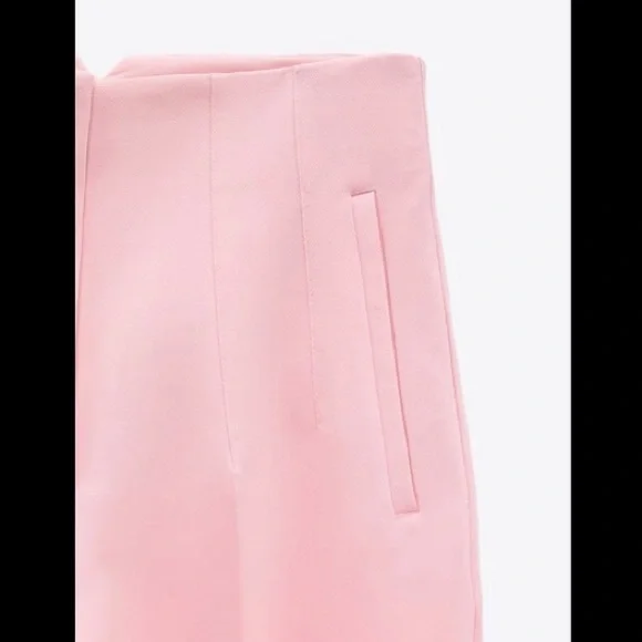Zara High Waist Slim Fit Trousers Pink - - Picture 5 of 11
